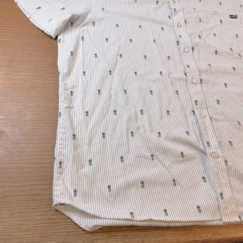 Chubbies The Friday Shirt SS XL Men's White Grey Striped Pineapple Button Down - Picture 11 of 13